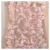Artificial Sakura Flowers Vine Hanging Fake...