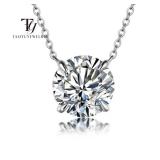 Moissanite 0.5CT VVSI1 5mm Woman Pendant Sier...