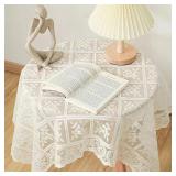 One Antique Embroidered Lace Tablecloth - Solid...