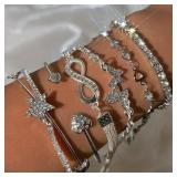 Elegant Sparkling Rhinestone Bracelets Set for...