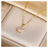 New Cute Romantic Pink Sakura Pendant Stainless...