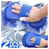 2Pc Blue Microfiber Chenille Car Wash Sponge...