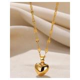 1 Pcs Stainless steel gold Love Heart Necklace...
