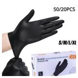 20PCS Disposable Black Nitrile Gloves Latex...