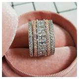 1 Pcs Huitan Luxury Two-Tone Wide Rings for...