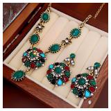 Colorful Rhinestonewater Drop Round Flower...