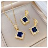 Exquisite Geometry Square Necklace Earrings...