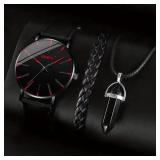 3pcs Set Fashion Mens Watches Luxury Casual...