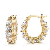 1 Pair Huitan Full Paved Crystal CZ Hoop...