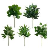 1 Artificial Green Plant Fake Eucalyptus Leaf...