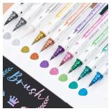 10pcs Metallic Dual Tip Marker Pens, with Brush...