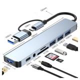 8in1 USB C Hub 4 USB Ports 1 USB-C Jack TF/SD...