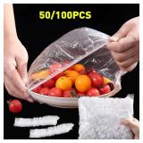 50 pcs Reusable Disposable Food Cover Plastic...