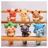 6 Pcs Eevee Keychain Evolution Set, Flareon...