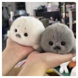 1 PC Soft Grey Seal Plush Keychain White Seal...
