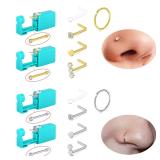 7pcs Golden Nose Piercing Kit Nose Ring...