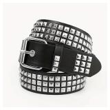 2026 New Square Bead Rivet Belt Metal Pyramid...