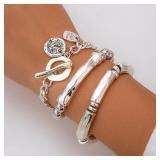 3Pcs/Set Gothic Hip Hop Silver Color Bone...