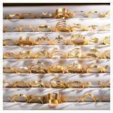 Vintage Elegant 66 Piece Fashion Ring Set Gold...