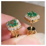 1 Pair Huitan Eternity Green CZ Stud Earrings...