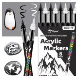 8pcs Black and White Acrylic Paint Markers Set,...