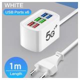 1 Pcs Fast USB Charger 6 in 1 Power Strip...