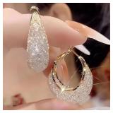 Exaggerate Shiny Mesh Design Hoop Earrings Iron...