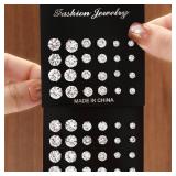 Maximum 36 Pairs Shiny Zircon Stud Earrings Set...