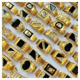 5Pcs Fashion Jewelry Men's Gold Color Enamel...