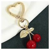 Cherry Blossom Heart-Shaped Bag Charm Durable...