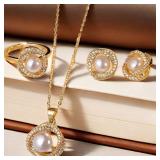 4pcs Rhinestone Jewelry Set Including Necklace,...