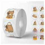 500pcs/Roll Cute Capybara Sticker Waterproof...