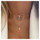 Turkish Lucky Double Layer Palm Evil Eyes...