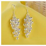 Hot Silver color Creative grape beads drop...