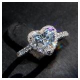 1 PC Luxury Silver Color Heart Ring for Women...