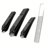 4-piece black stainless steel nail clipper with...