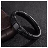 1 PC Retro Men's Leather Open Bangle, Simple...