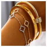 4 PC Elegant Female Stainless Steel Bracelet...