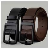 2 Pcs New Luxury Belt for Men PU Leather Belt...