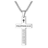 Christian Bible Verse Cross Pendant Necklace...