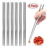 5 Pairs Chinese Chopsticks Stainless Steel...