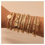 12 Pcs/Set Trendy Multilayer Open Bangles Set...