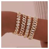 Paperclip Chain Bracelet 14K Gold Plated Cubic...