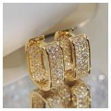 Huitan Korean Fashion Paved CZ Hoop Earrings...