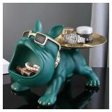 Resin Dog Statue Bulldog Statue Storage Tray...