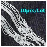 10pcs wholesale 925 sterling silver plated 1MM...