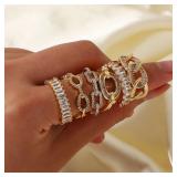 Anillos Gold Color Cubic Zirconia Chic Rings...