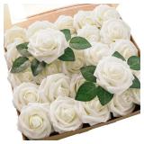 25 Pcs Artificial Rose Flowers Foam Fake Faux...