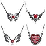 Gothic Punk Bat Wings and Heart Shaped Resin...