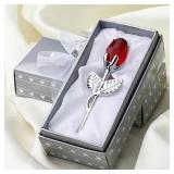 6 Colors Crystal Glass Rose Flower Figurines...
